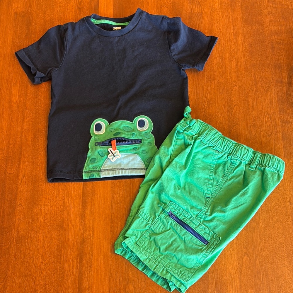 Gymboree matching Frog T-Shirt and Green Shorts Set